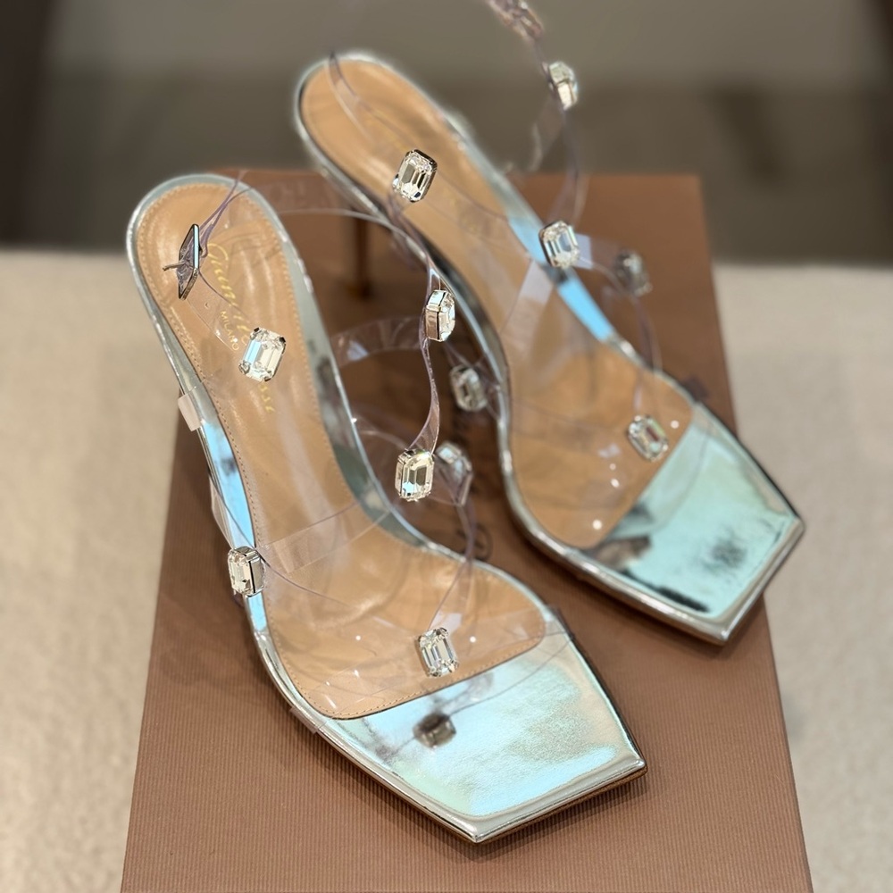 Gianvito Rossi Silver Crystal Heels